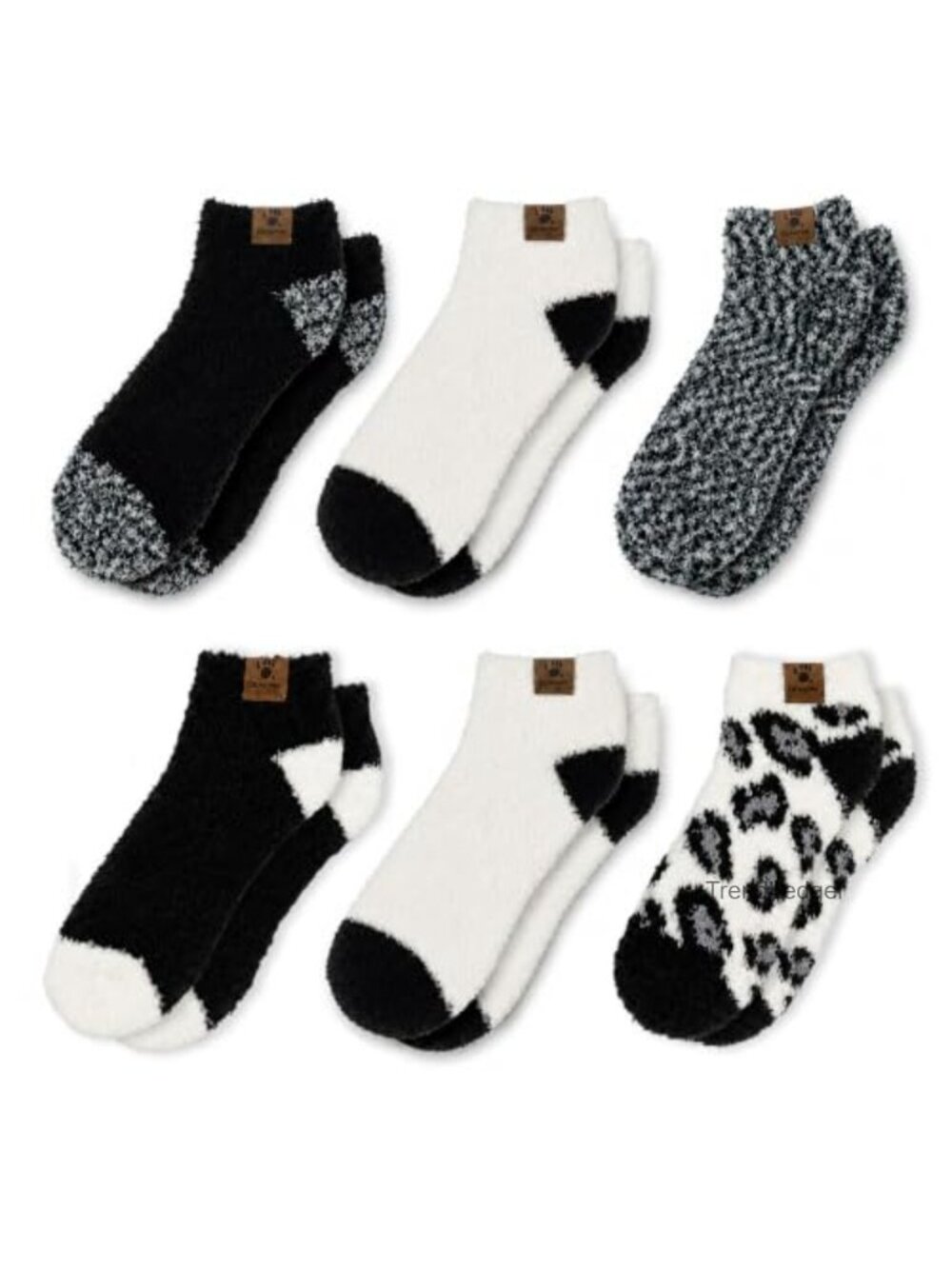 Cozy Fuzzy Ankle Low Cut Lounge Sleep Socks 6 Pair Polyester Blend